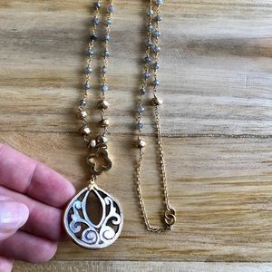 Gemstone mother of pearl handmade necklace